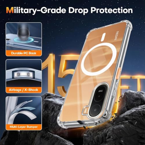 Image of Jkobi Shockproof Crystal-Clear Back Cover for Redmi A7 Pro 4G|5G (Magsafe Wireless Support | Drop & Camera Protection | Hard Polycarbonate)