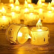 HCN LED Flameless Crystal Tea Light Candles - Smokeless, Battery Operated, Transparent Acrylic for Diwali, Weddings, Birthdays, Home Décor, (Crystal Candles ktc303, Pack of 6)