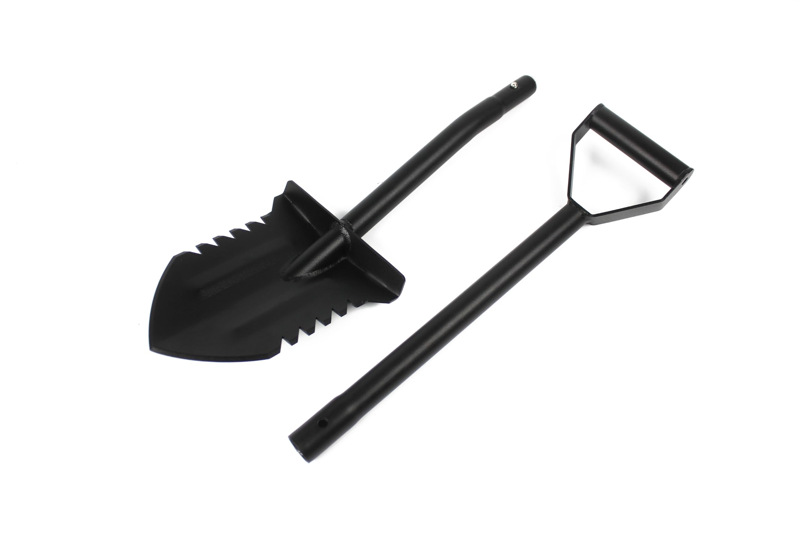 Pala da Scavo PA-3 in Acciaio Temperato Nero 2 Pezzi Facile Trasporto Robusta Ottima Qualità Vanga con Lama Taglio Terreno Duro per Metal Detector Giardinaggio Campeggio (93cm Montata)