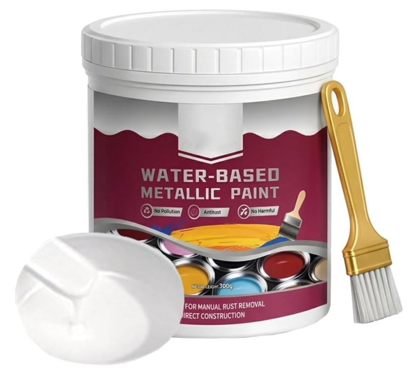Rust Removal Converter Metallic Paint, 2-in-1 Rust Converter & Metal Primer, Anti-Rust Paint Rust Removal Conversion Agent, Water Based Metallic Paint, Multi-Functional Rust Converter (White)