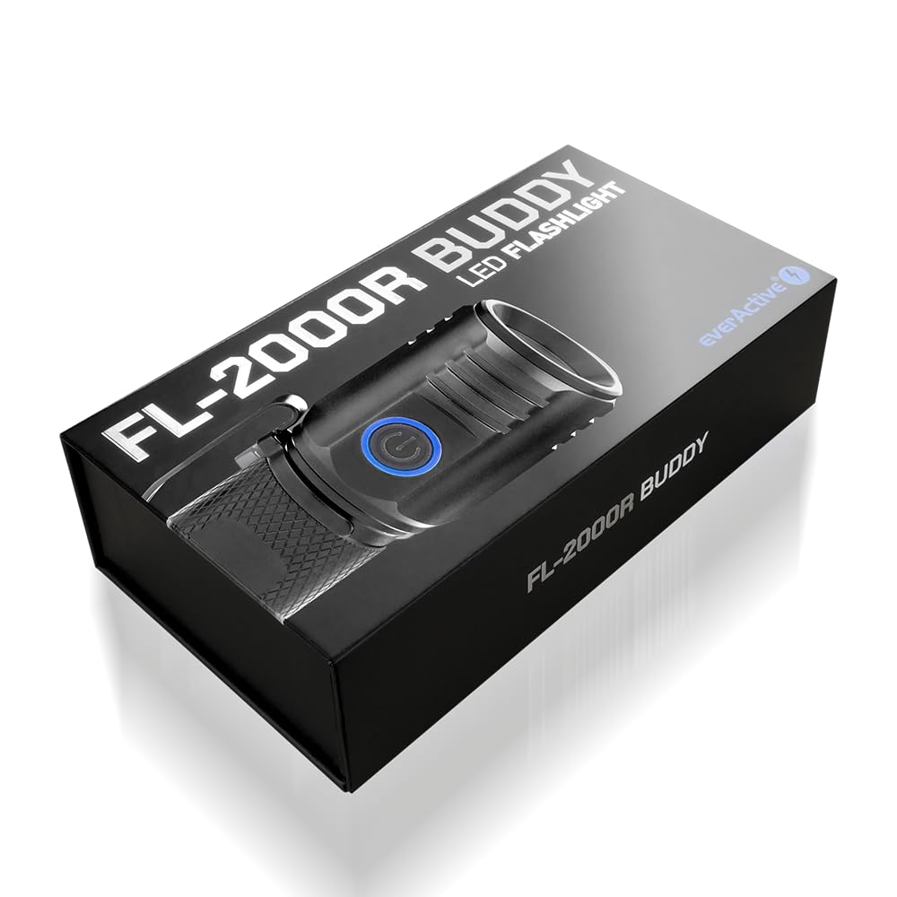 everActive Latarka LED, 5 trybów pracy, wydajna, 2000 lumenów, możliwość ponownego ładowania, model: FL-2000R Buddy