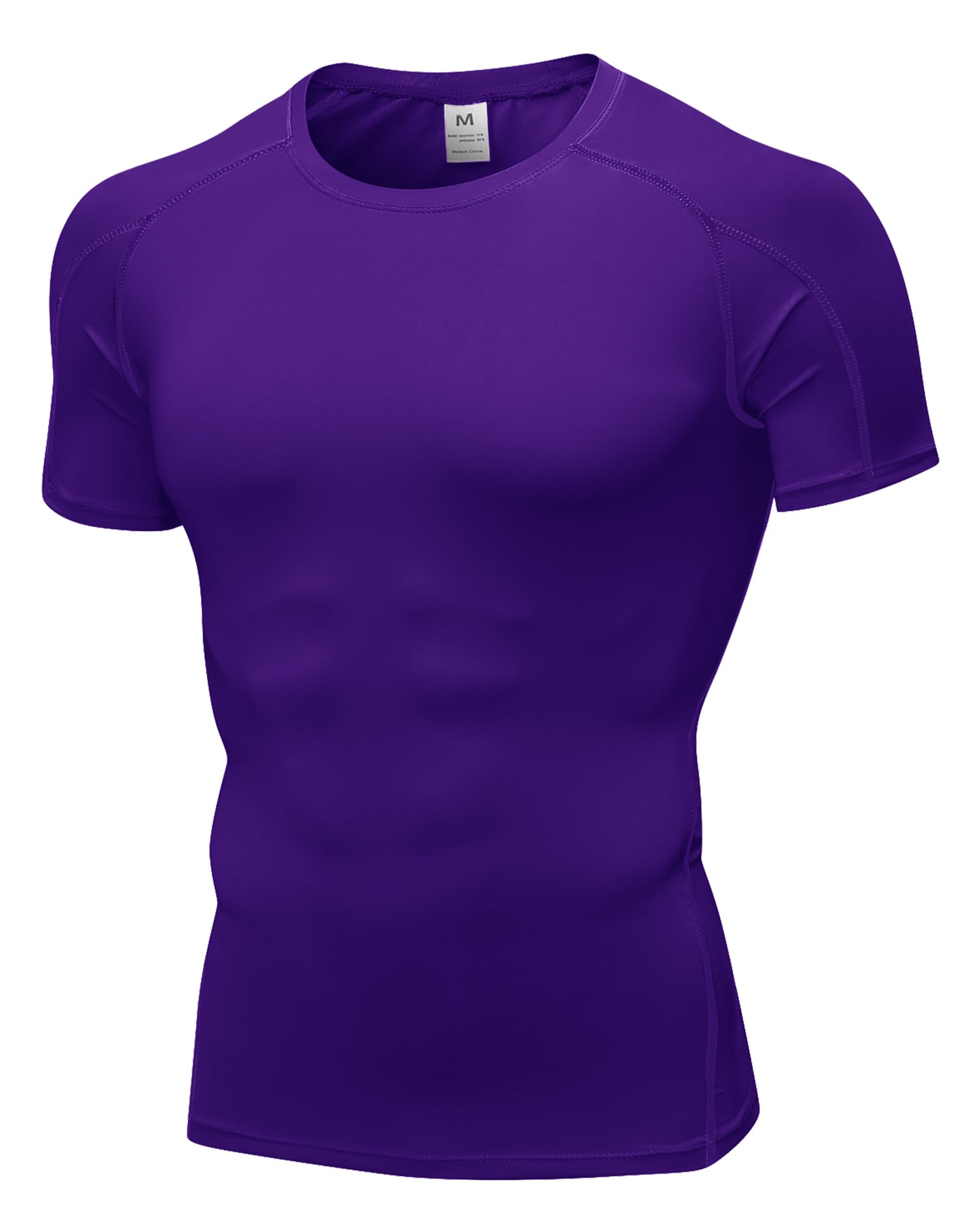 Men's Athletic Short Sleeve Compression Shirts Stretch Performance T-Shirt Running Workout Tops Quick Dry Base Layer