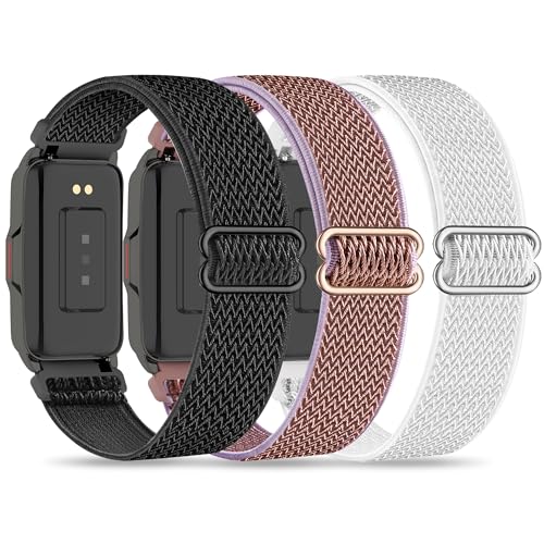 Sunnyson 3 Pack Stretchy Nylon Watch Bands Compatible with Mindrose H80 1.47 inch Smart Watch,Adjustable Loop Soft Elastic Replacement Straps for Mindrose H80 Fitness Trackers IP68 for Women Men
