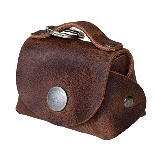 Hide & Drink, Leather Tiny Handbag / Key Ring / Case / Coin Pouch / Holder / Cute Gifts / Accessories, Handmade Includes 101 Year Warranty :: Bourbon Brown
