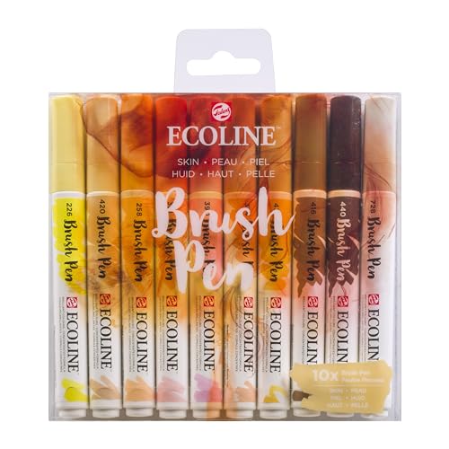 Ecoline Brush Pen Set de 10 Rotuladores de Acuarela Líquida - Tonos Retrato | Rotuladores Mezclables para Rotulación a Mano, Dibujo y Manualidades