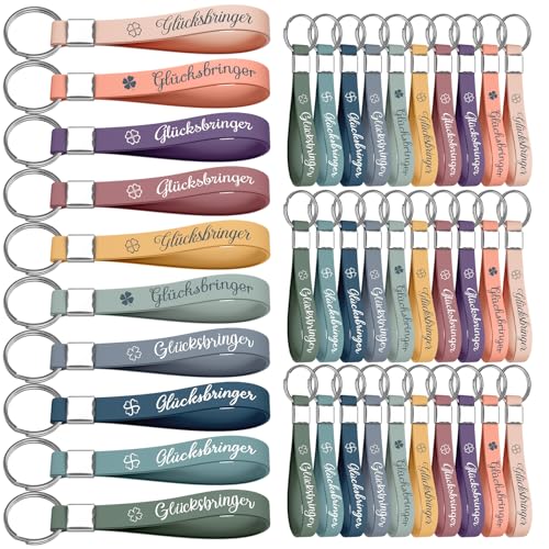 Nangua 30 Stück Schlüsselanhänger, Silikon-Schlüsselringe, Abschieds-Dankeschön-Geschenke, geeignet für Lehrer, Klassenkameraden, Kollegen, Mitarbeiter, Personal, Familie, Freunde (Glücksbringer)