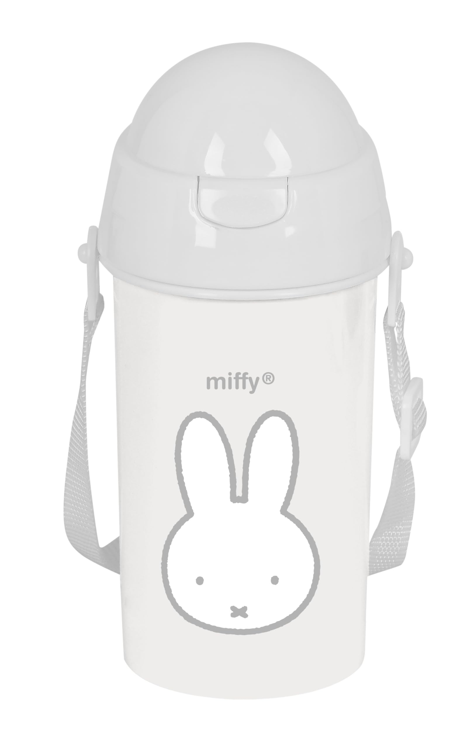 Safta MIFFY NIEBLA Self-Opening Water Bottle with Straw, Water Bottle, BPA-Free, with Shoulder Bag, Comfortable and Lightweight, 500 ml, 7.3 x 19.5 cm, Stone Grey, stone grey, 500 ml, Casual