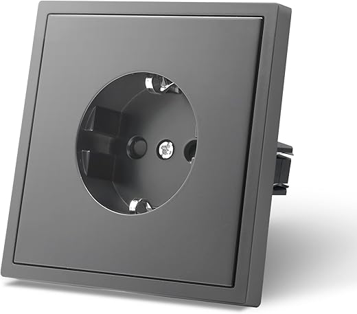 MVAVA Schuko Steckdose EU-Standard 1 Fach Unterputz Grau, 80mm