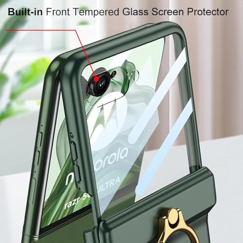 Image of Kapa Magnetic Hinge and Ring Back Cover for Motorola Razr 60 Ultra | Ultra Thin Shockproof Slim Hard Protective Case (Green)
