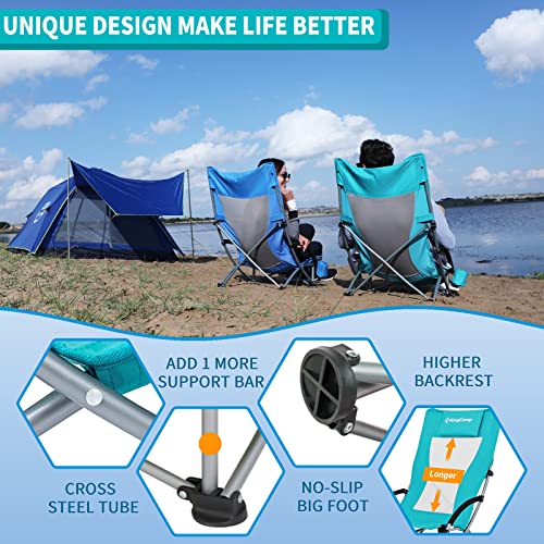 Kingcamp Kc1912 Usvc2 Beach Cup Holder, Folding Camping Carrying Bag, Lightweight Adults, Portable Chair With Padded Armrest For Outside, Parties, Travel, 2-Pack, Extra Large, Cyan_High Back_2Pcs #TOP4