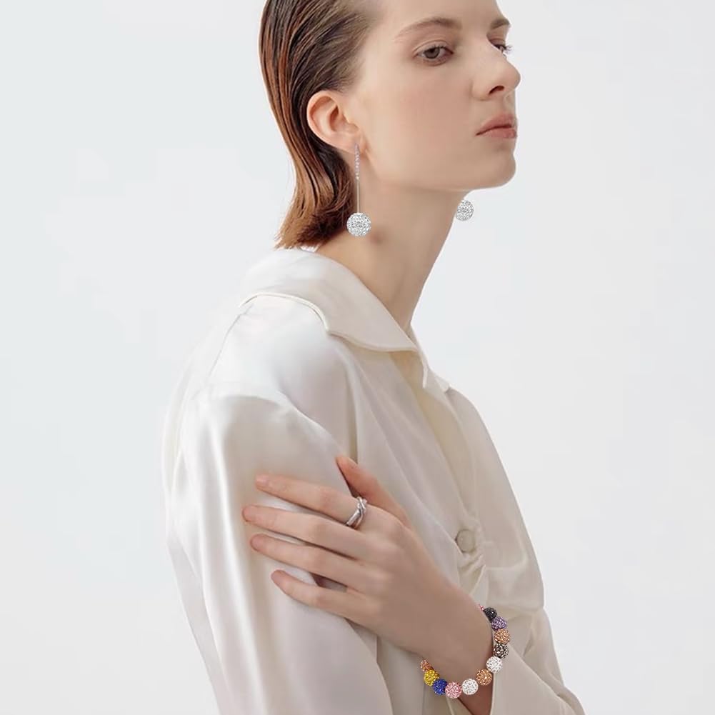 PH PandaHall 50pcs 14mm White Rhinestone Beads White Clay Beads Polymer Crystal Beads2mm Hole Clay Pave Disco Ball Round Diamond Sparkle Bead for Necklace Bracelet Jewelry Making Party Decoration - Image 6