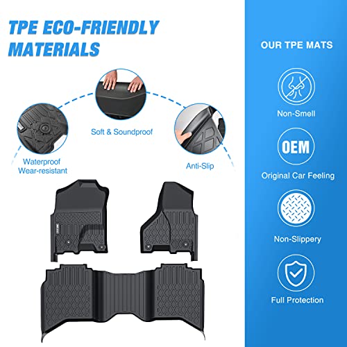 Image of Nilight TPE Floor Mats for Dodge Ram 1500 2500 3500 Crew Cab