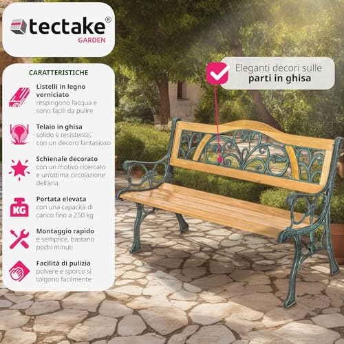 TecTake® Panca da Giardino in Legno e Ghisa