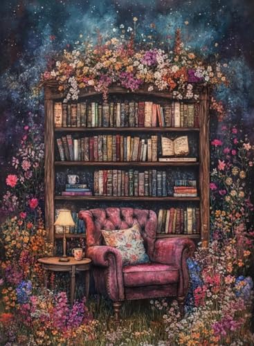 DAZZLEDOTS Diamond Art Kits for Adults-Flowers Bookcase Diamond Painti