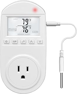 Temperature Controlled Outlet, Briidea Thermostat Outlet Compatible with Space Heaters, Window Air Conditioner, Fans, Widely Used for Household, Greenhouse, Reptile, Incubator, 110V 15A