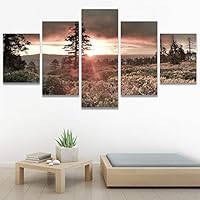 SIGNWIN 5 Panel Canvas Wall Art Modern Art Coastal Colorful Multicolor Photography Romantics Sunset for Home Decorations Ready to Hang - 60