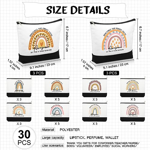 Sieral 30 Pcs Rainbow Canvas Makeup Bags Bulk Christmas Employee Appreciation Gifts Inspirational Cosmetic Bags Thank You Gifts for Teacher Student Coworker Office Must Haves(Cute)2