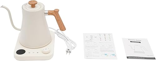 Electric Gooseneck Kettle, Temperature Control Kettle 0.9L Coffee Pot with Heating Base for Home Office Hotel Restaurant White