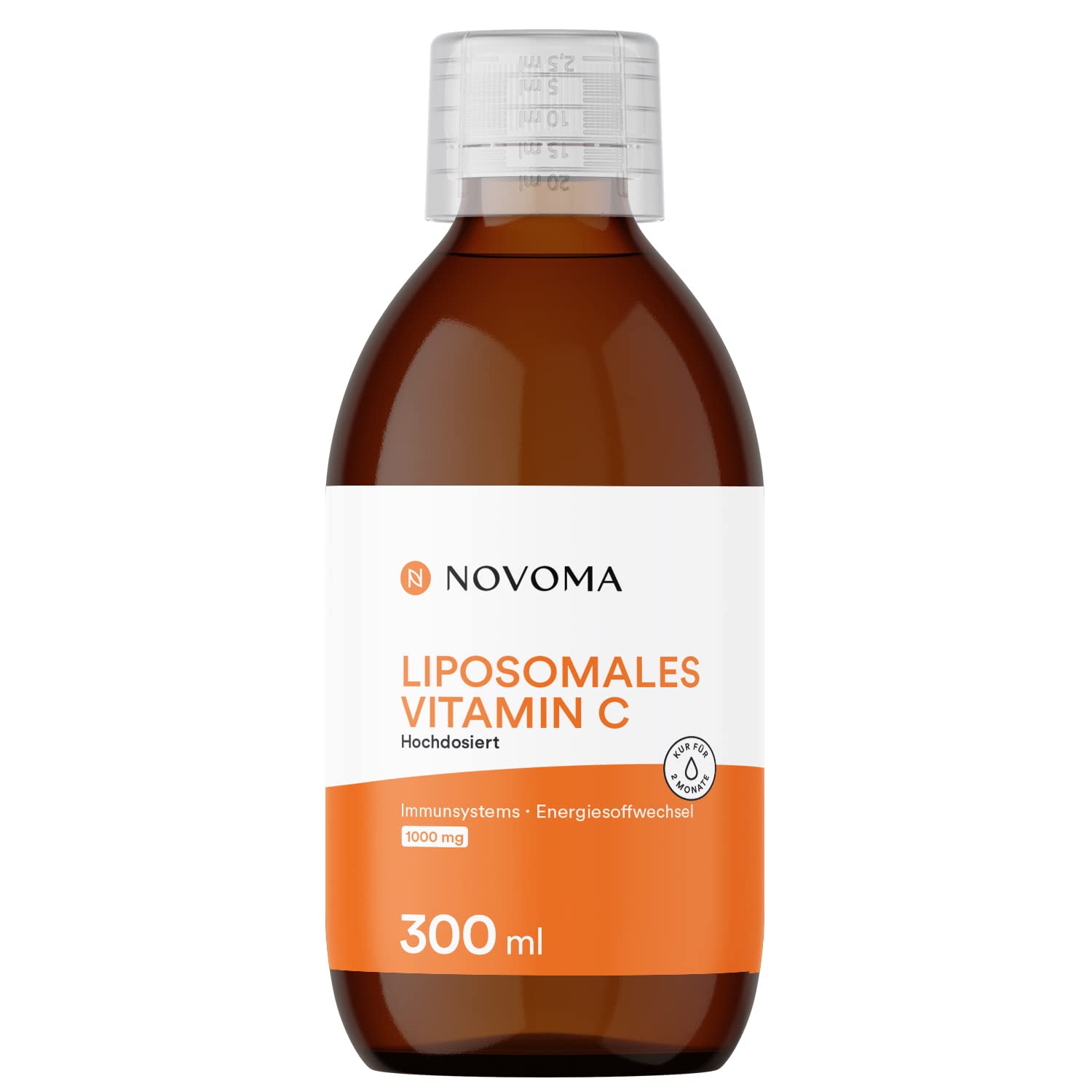 Liposomal Vitamin C 300ml | 1000mg Vitamin C je Tagesdosis | Mit Quali®-C Vitamin C | Hohe Bioverfügbarkeit | Unterstützt Immunsystem | Vitamin C flüssig | Novoma