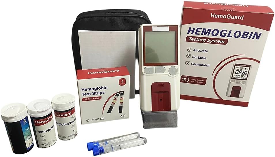 HemoGuard Hemoglobin Test Meter kit with 25pcs strips and 25 capillary tubes