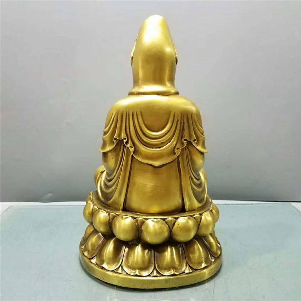 Posąg Buddy do wnętrz mosiężny lotos siedzący Guanyin Bodhisattwa Ornament Feng Shui Dekoracja Dom Rzemiosło Dekoracja Meble Medytująca Statua Buddy Rzeźba (S)