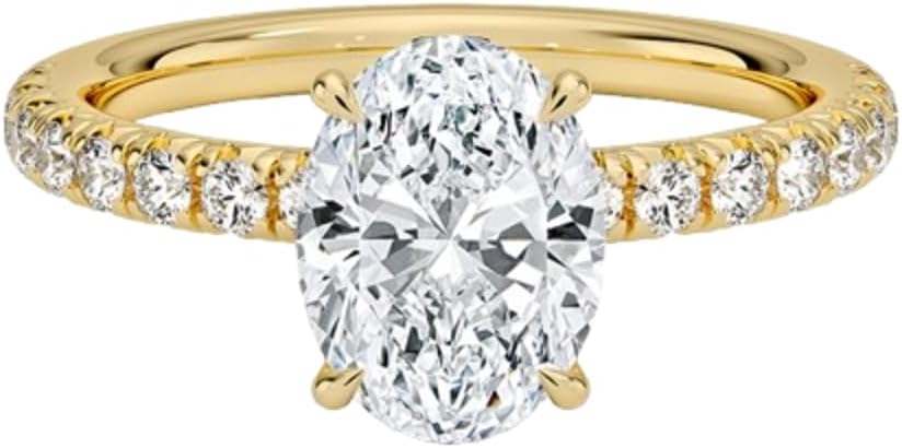 1–5 Carat Oval Cut Lab Grown Diamond Ring VS1 10K 14K 18K Solid Gold & 925 Sterling Silver Engagement Ring Half Coverage Wedding Bridal Anniversary Christmas Gift for Women(IGI Certified)