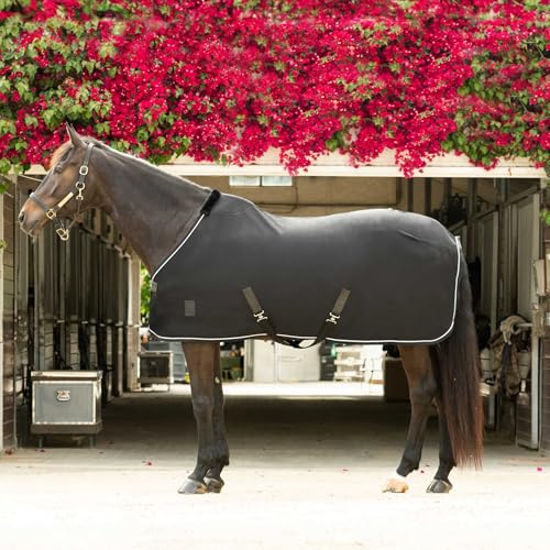 Image of Equinavia Torr Quick Dry Fleece Horse Cooler Blanket Liner with Wither Relief - Black - 80 in