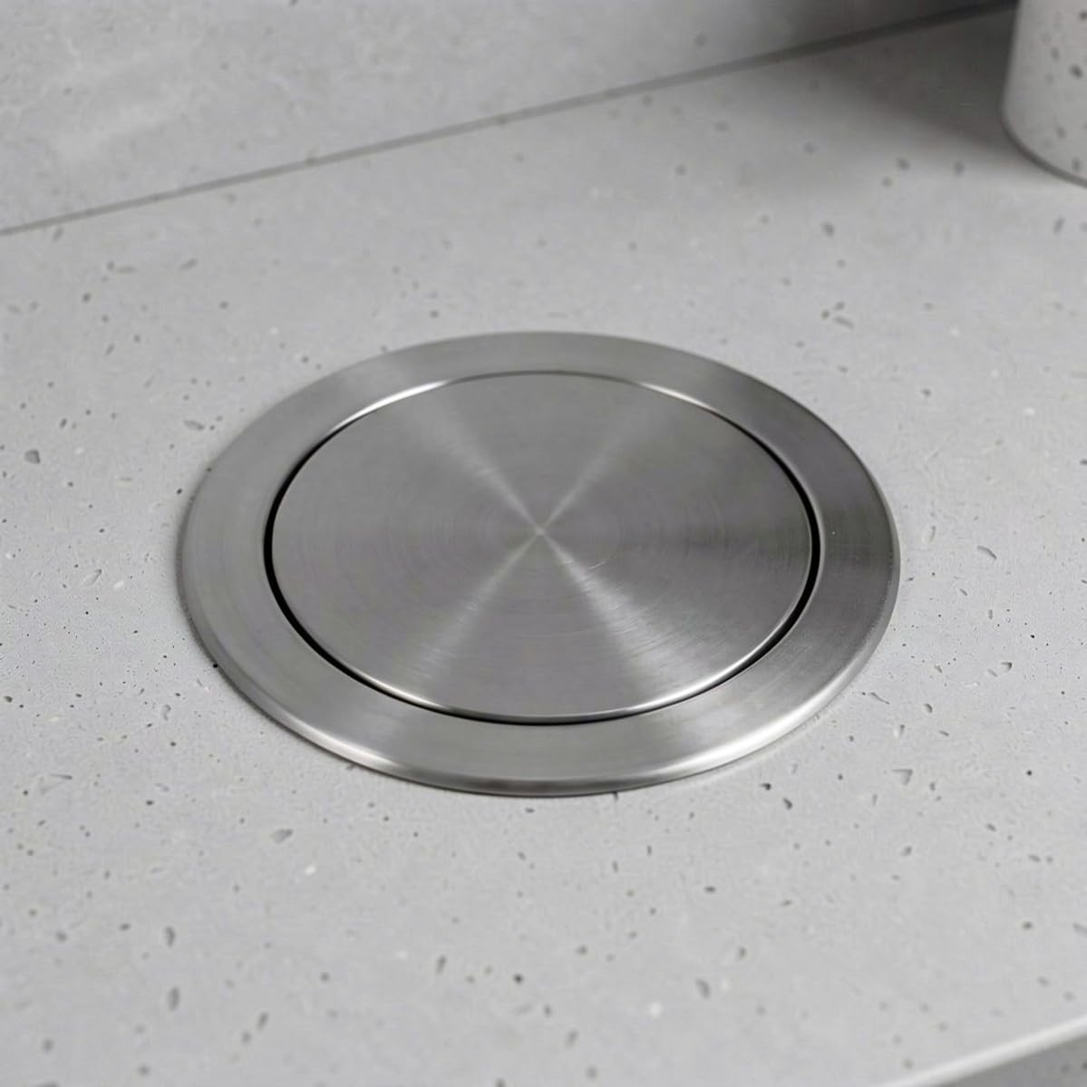 POPETPOP Coperchio Pattumiera Incassato in Acciaio Inox, Argento, Rotondo