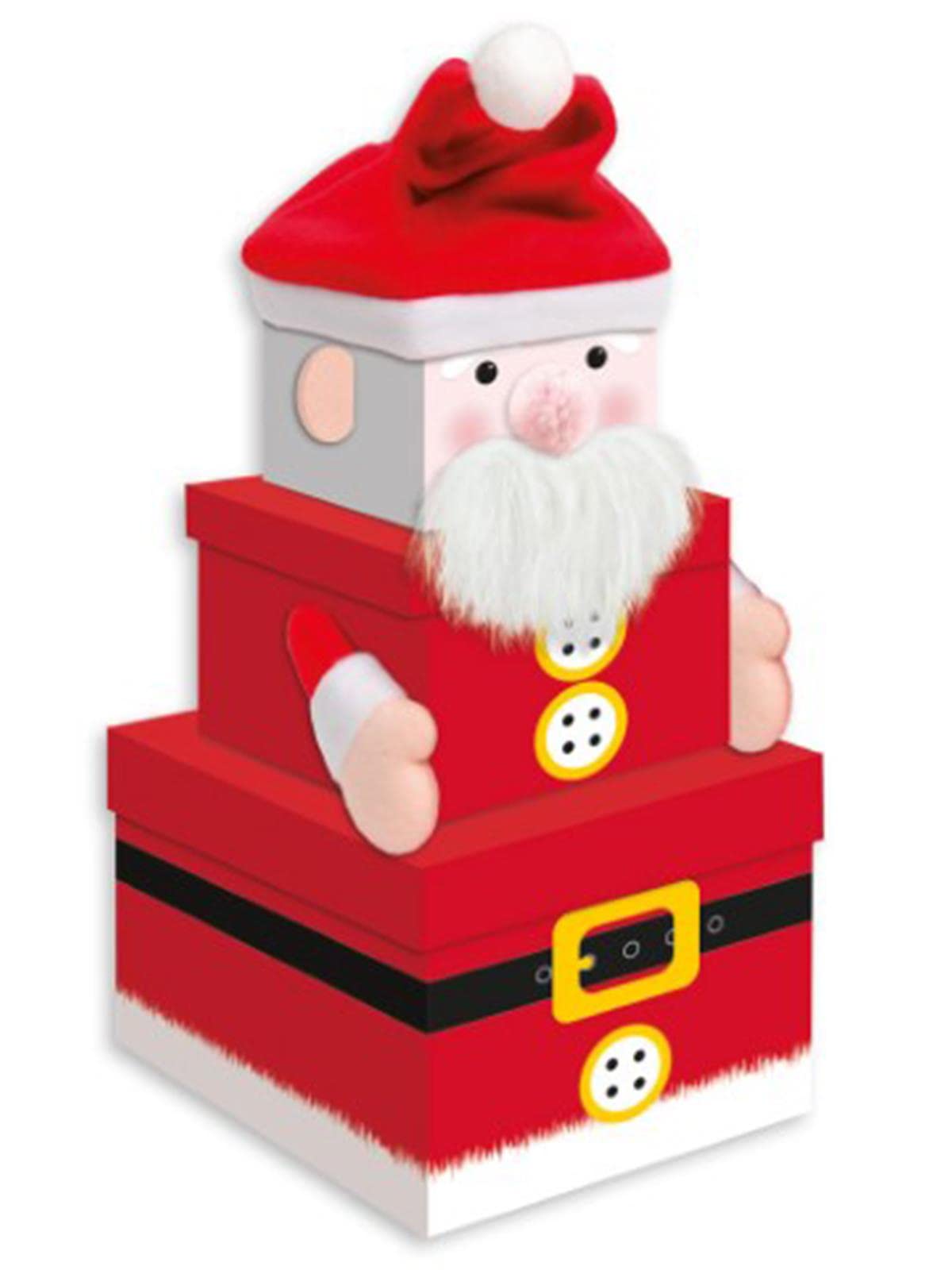 Giftmaker Christmas 3 Piece Stacking Gift Boxes Nested Santa Design