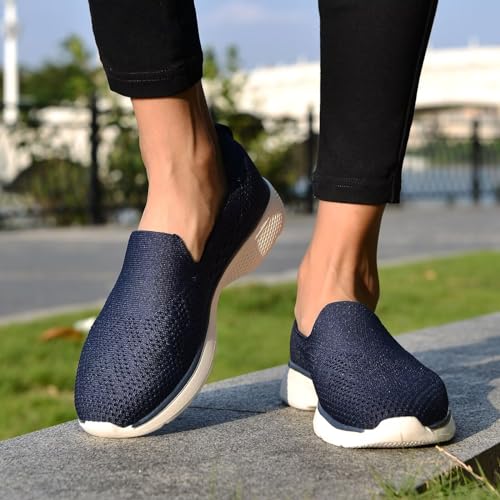 Puxowe Women's Slip-On Walking Tennis Shoes Low Top Comfortable Casual Travel Work Driving Sneaker4