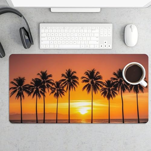 Desk Pad Protector 24x12 Inch Extended Tropical Sunset Beach