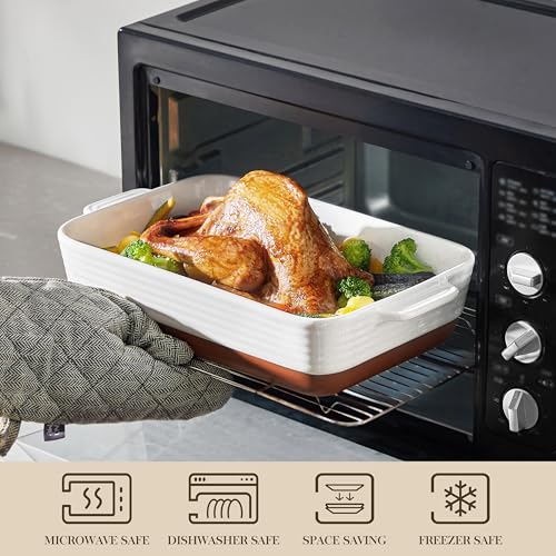 Malacasa TARA-PP-01 4.8 Quarts Ceramic Baking Dish With Handles, 9 X 13 Inches Casserole Dish, Deep Rectangular Lasagna Pan thumb #3