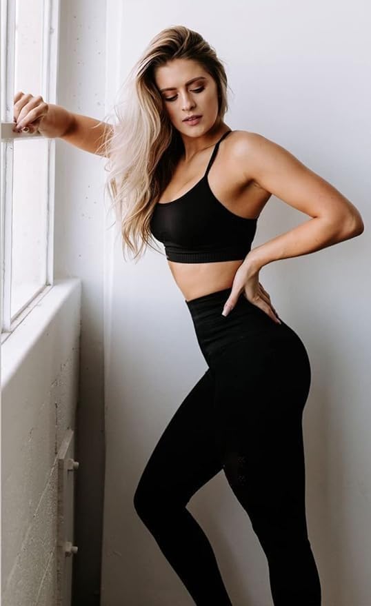 Image of High Waisted Leggings for Women - Soft Athletic Tummy Control Pants for Running Cycling Yoga Workout - Reg & Plus Size