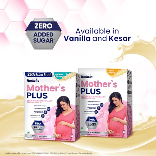 Image of Horlicks Mother's Plus Vanilla Health Drink 500 g Refill Pack|| For Pregnancy & Lactation with Proteins for Healthy Birth Weight - No Added Sugar