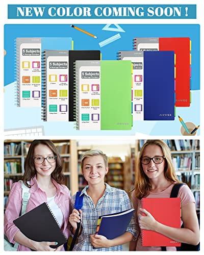Image of Spiral Notebook - 5 Subject Notebook, College Ruled Notebook With Dividers Pocket, Tabs Label, Ruler, 100Sheet 200 Pages, for Writing Journal, Home & Office, School Supplies, 8.5''x11'' Lime | 200 Pages, 11 inch Ruler, 8.5 inchx11 inch Lime, Pocket Dividers with Tab Labels, for Writing Journal, Home, Office & School Supplies