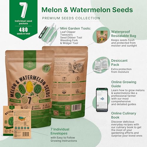 Organo Republic 7 Melon & Watermelon Heirloom Seeds Variety Pack