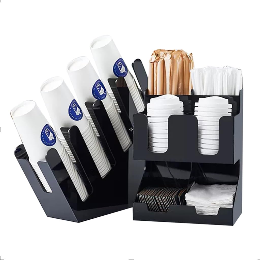 Coffee Bar Organizer Disposable Cup Holder Coffee Condiment Organizer Acrylic Condiment Rack Condiment Straw Storage Box