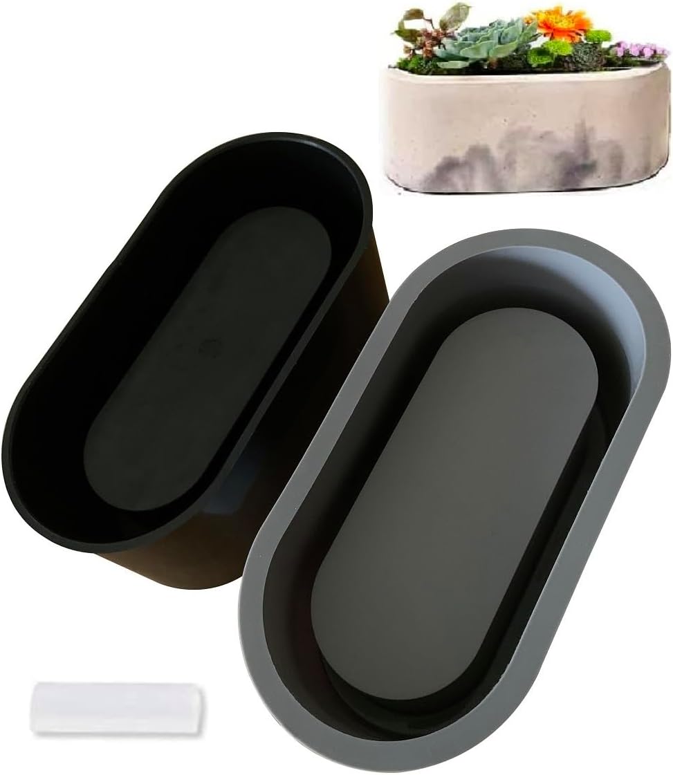 Bigger Oval Silicone Planter Mold, Oval Shape 7 x 3.3 Inch (L x H), Silicone Model for Concrete Flower Pots, DIY Succulent Plant Concrete Model, Concrete Pot Mold