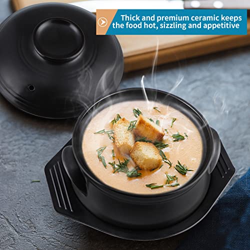 Sanbege Large Korean Ceramic Bowl With Lid And Trivet, 54 Oz Sizzling Hot Pot With Double Handles For Cooking And Serving Dolsot Bibimbap, Soup, Rice, Stew, Casserole, Noodle #TOP5