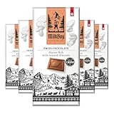 Milkboy Swiss Almond Chocolate Bars - Premium Swiss Alpine Milk Chocolate with Almonds - All Natural, Gluten-Free, Non-GMO - Made in Switzerland, Kosher - 3 oz, Pack 5