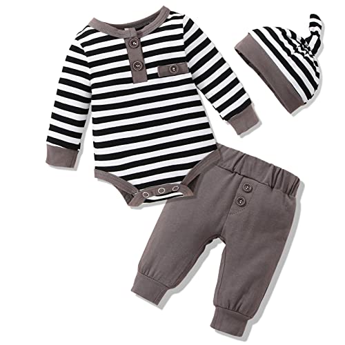 Image of VINUOKER Preemie Newborn Baby Boy Clothes Long Sleeve Pants Outfit Sets