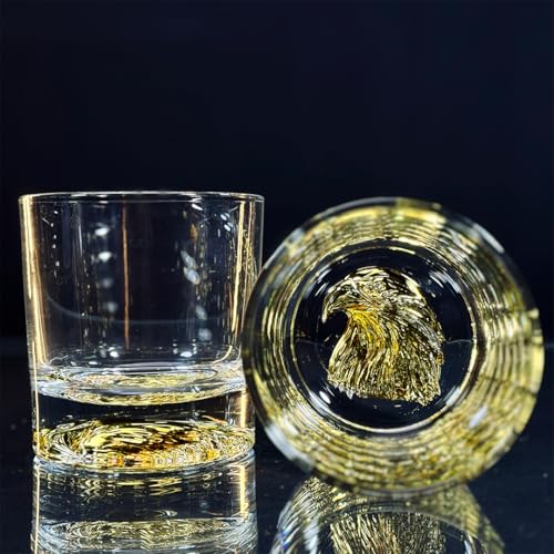 Image of Melbify Gold Eagle Whiskey Glass Gift Set | 6 pcs Set | 300 ml | Premium Packing | Gift Box | Gold-Bottomed | Imported | Luxurious | Ideal for Wedding Gifts, Anniversary, VIP and Corporate Gifts