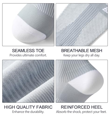 Bevigorio 3pairs Compression Socks for Women Men 15-20mmHg Circulation Cushion Knee High Support Socks Athletic Daily3