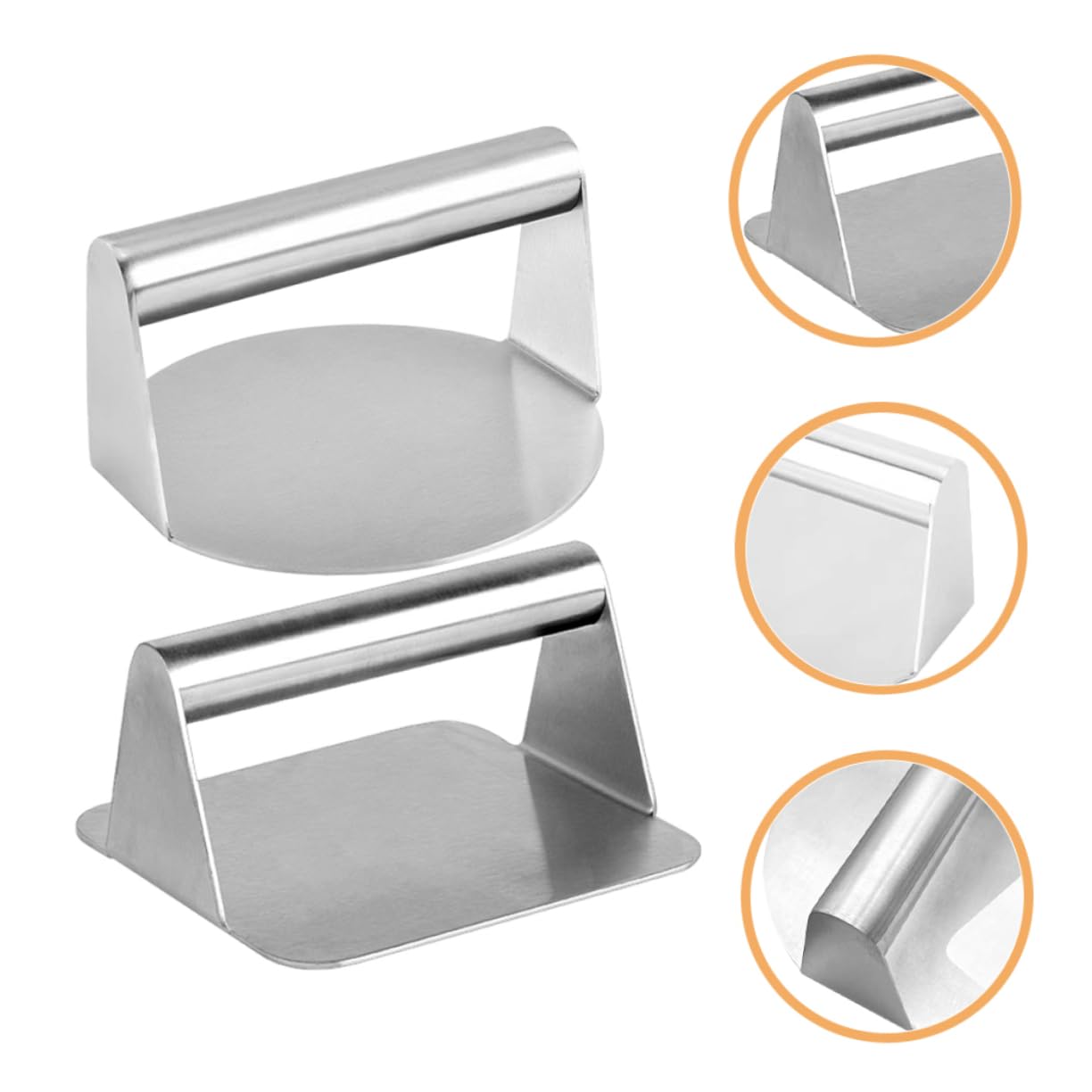OFFSCH 2Pcs Stainless Steel Burger Patty Maker Heavy Duty Round Square Burger Press for Kitchen Tool for Griddle Cooking and Meat Preparation