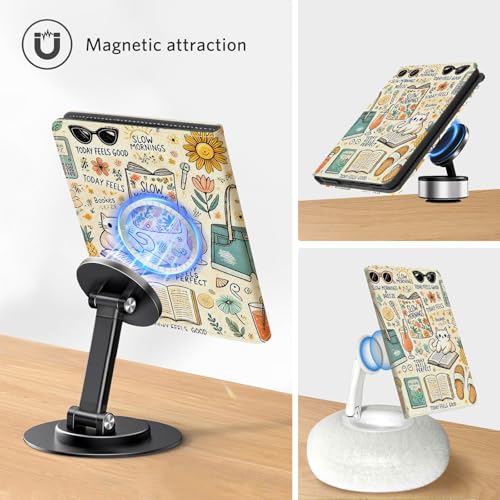 Image of CoBak Stand Case for 7 inch Kindle Paperwhite 12th Gen 2024 and Kindle Colorsoft with Hand Strap - Compatible with iPhone MagSafe, for Samsung /Belkin /Anker Wireless Charging Pads, Durable, Auto Sleep Wake