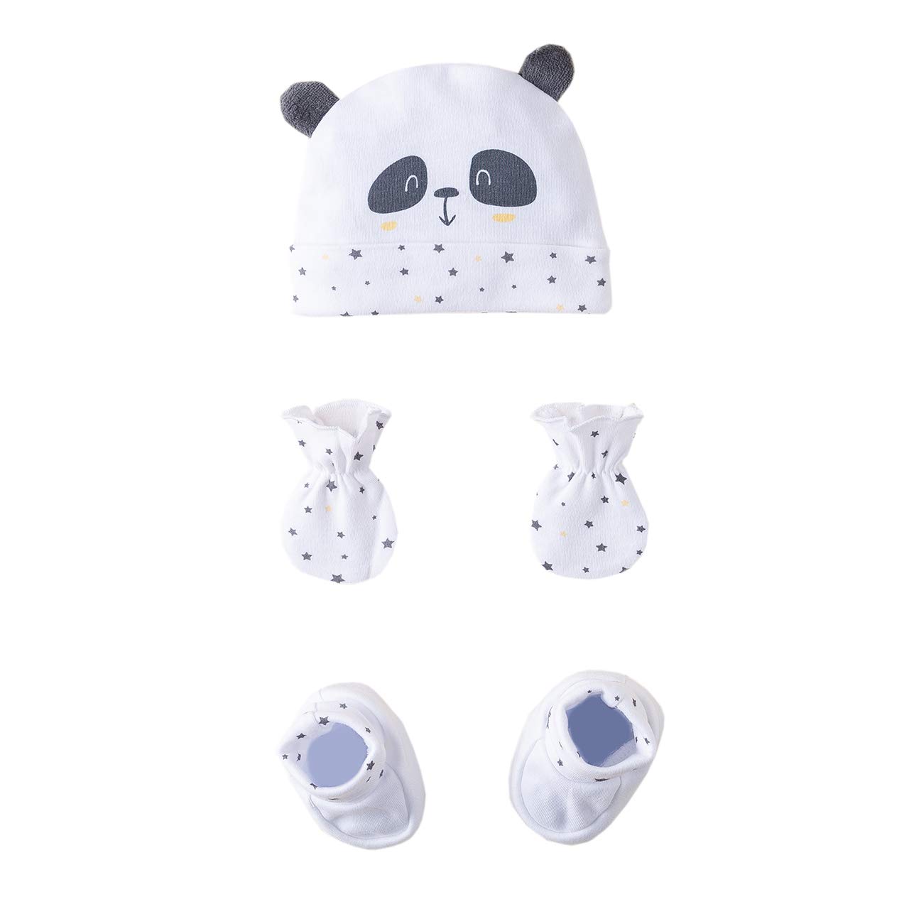 Amomí Set Regalo Recién Nacido/Conjunto bebé Primera Puesta/Gorro, Manoplas y Patucos con Caja de Regalo para recién Nacido Talla Unica