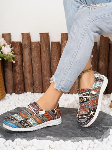 Unisex Loafers for Men & Women – Wide Width Slip-On Aztec Print Boat Deck Shoes, Lightweight Comfort Walking Shoes (US 6-11)2