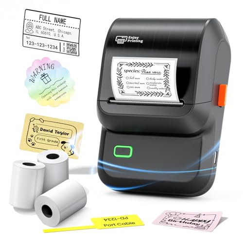 Ponek Label Maker with 3 Tapes, M100 Address Barcode Label Printer, Versatile App with 4000 Icons and 300 Templates, Bluetooth Thermal Label Printer for Small Business, Office, Home, School, Black
