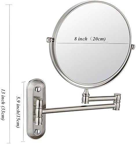 Miniatura 5 de Yu Ru Espejo de pared para baño, espejo de maquillaje montado en la pared, espejo de tocador de baño de doble cara de 8 pulgadas con aumento, brazo