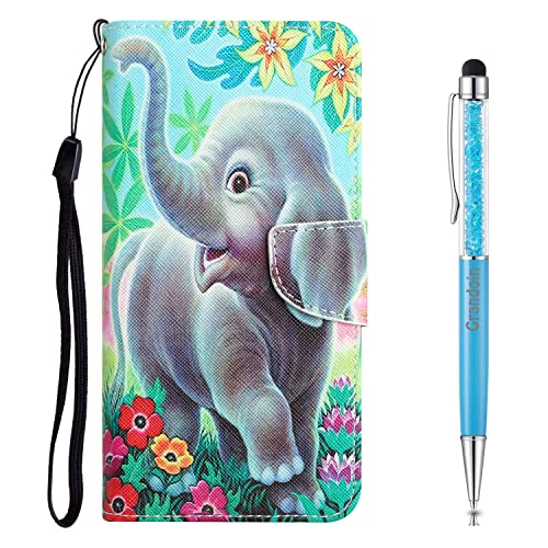 Cover per Xiaomi Redmi Note 10 Note 10S Custodia a Portafoglio Libro in PU Premium Completa Protettiva Caso Kickstand Slot per Schede Magnetica Elefante 2 pelle
